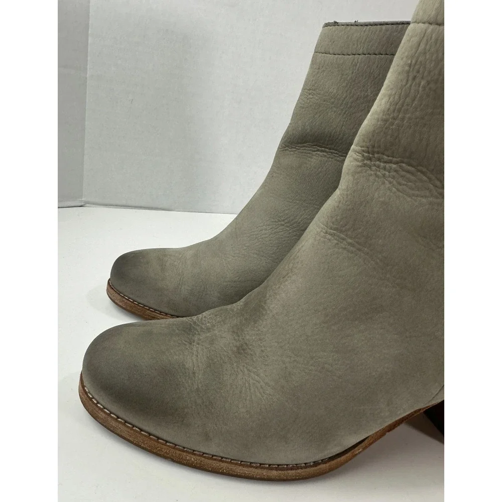 Frye Addie Double Zip Leather Ankle Heeled Boots Gray Distressed Bootie Size 9 B - Picture 8 of 16